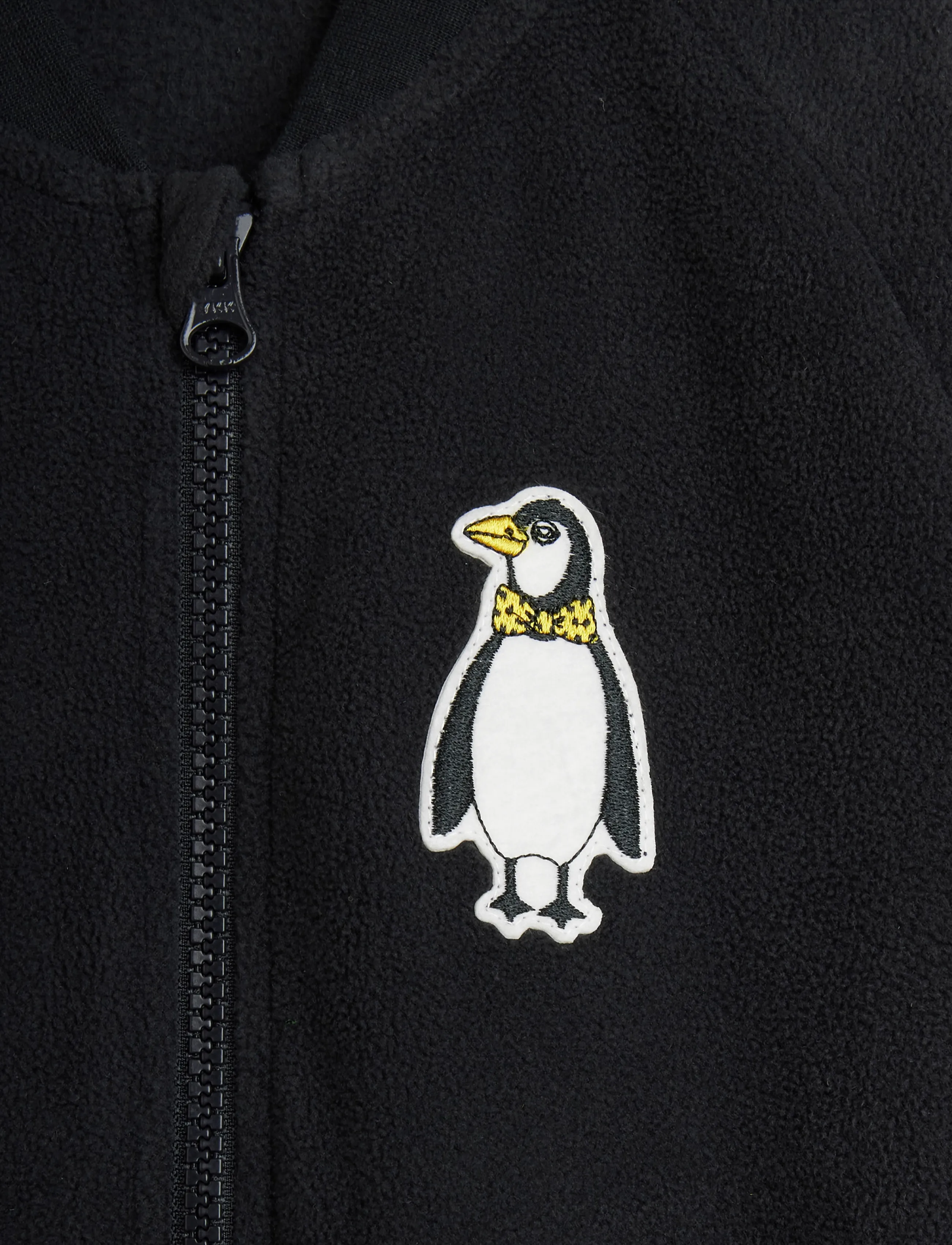 Mini Rodini - Penguin patch microfleece jacket - fliisjakid - black - 2