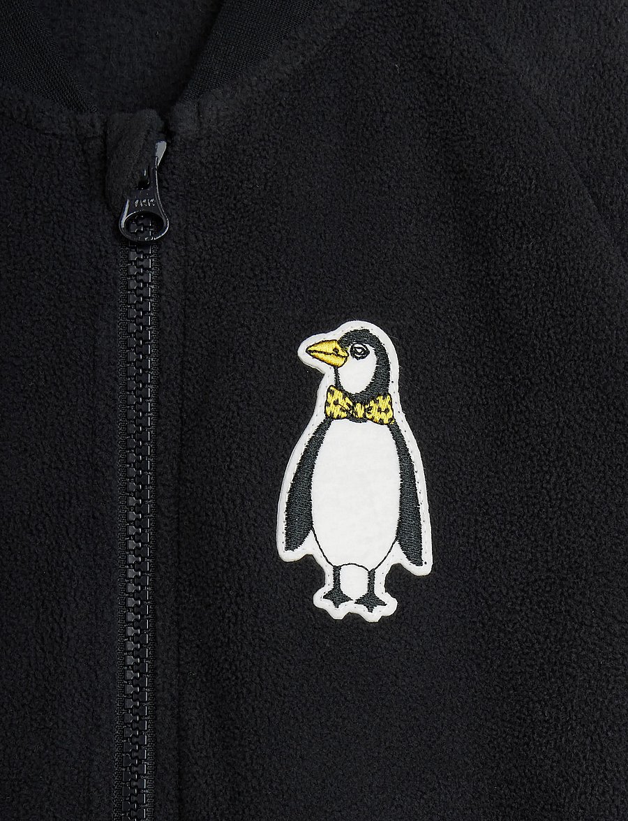 Mini Rodini - Penguin patch microfleece jacket - fliisjakid - black - 2