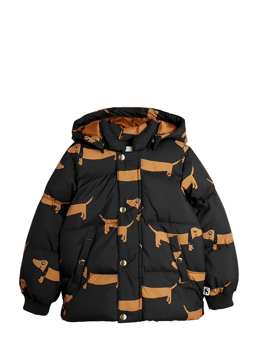 Mini Rodini - Dog aop hooded puffer - soojad ja polsterdatud - black - 0