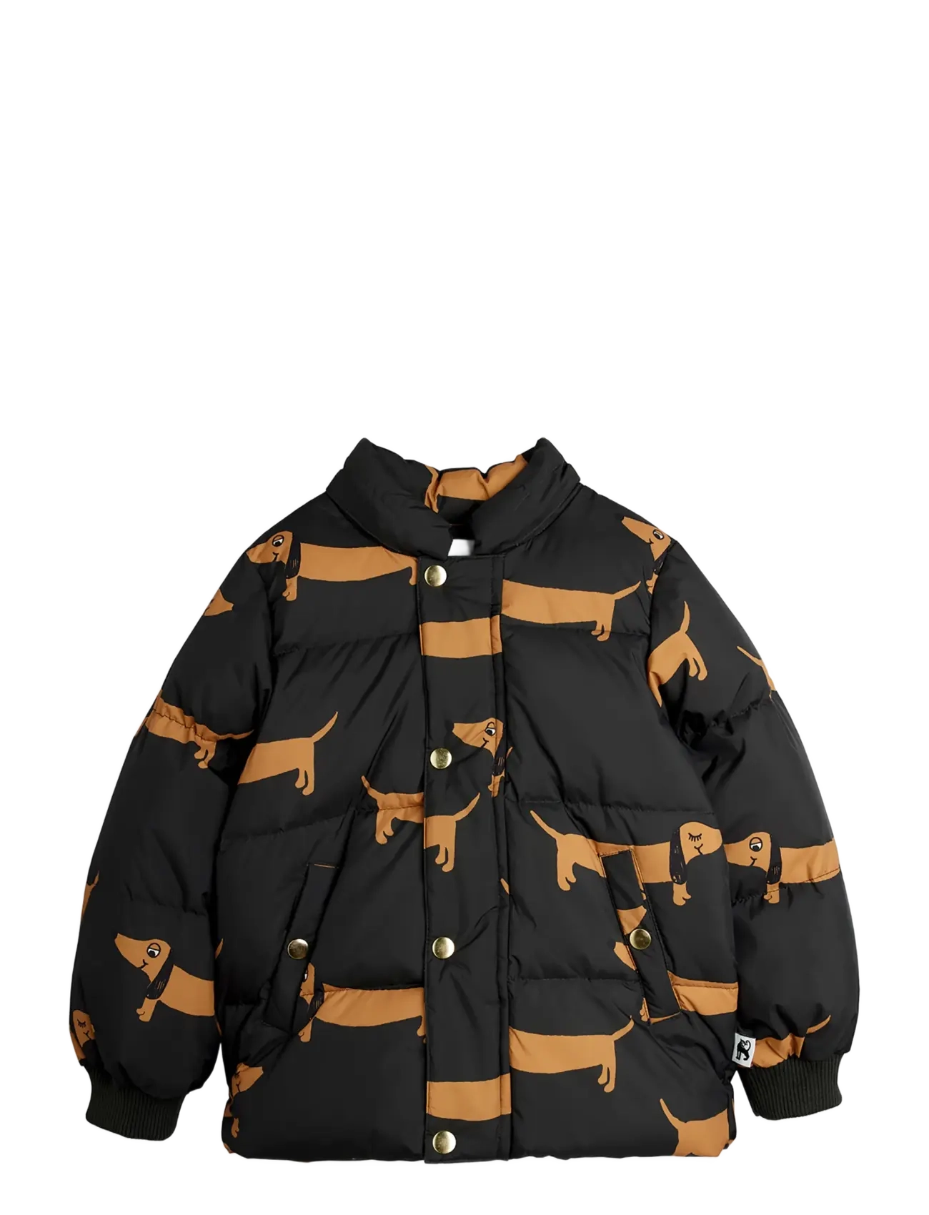 Mini Rodini - Dog aop hooded puffer - black - 1