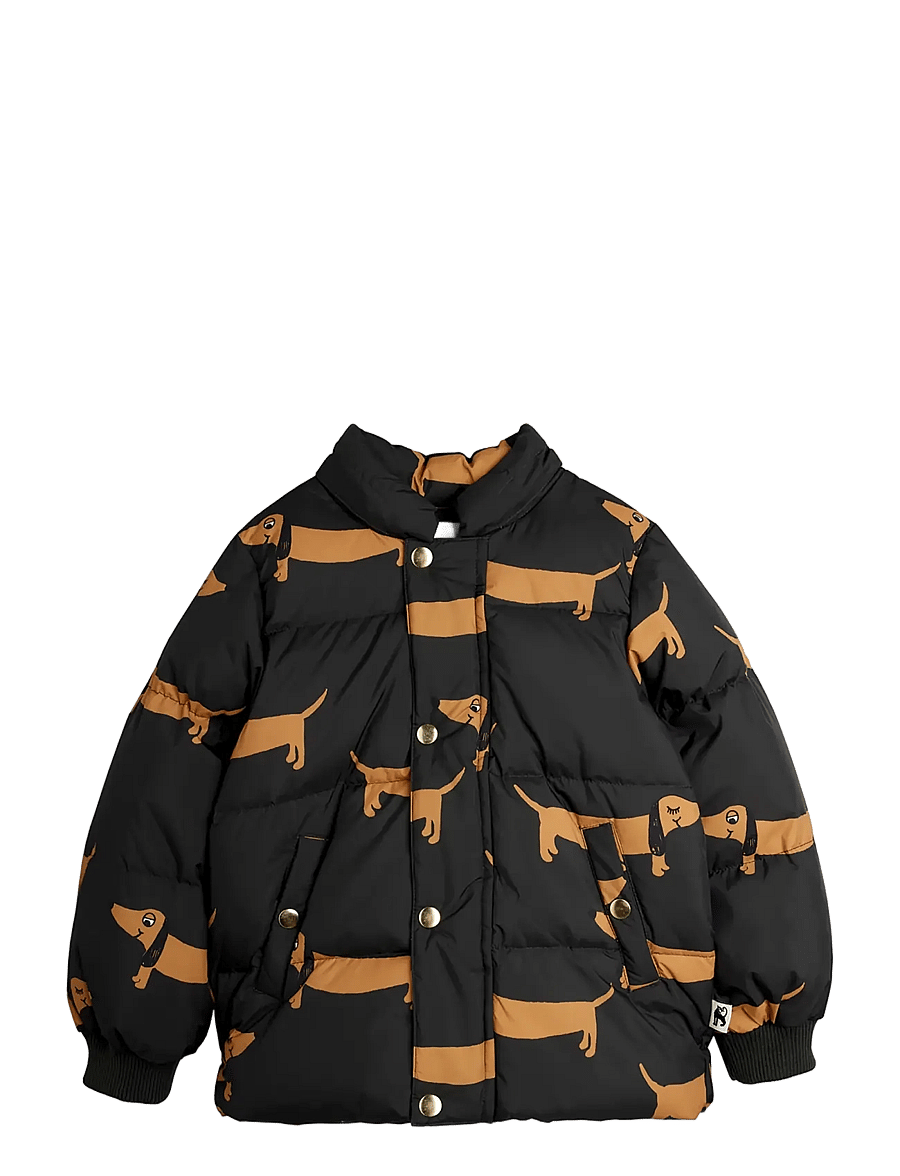 Mini Rodini - Dog aop hooded puffer - soojad ja polsterdatud - black - 1