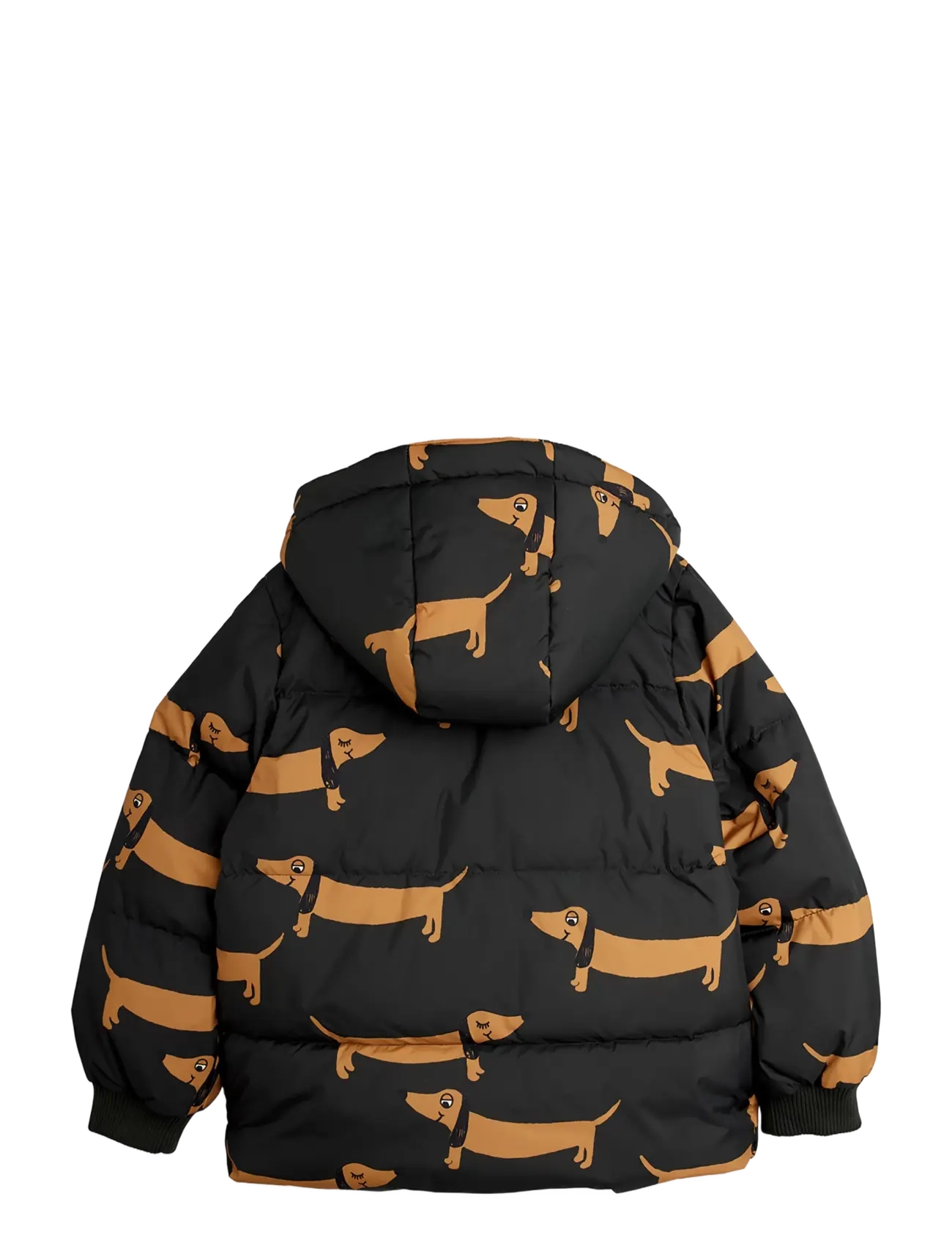 Mini Rodini - Dog aop hooded puffer - black - 2