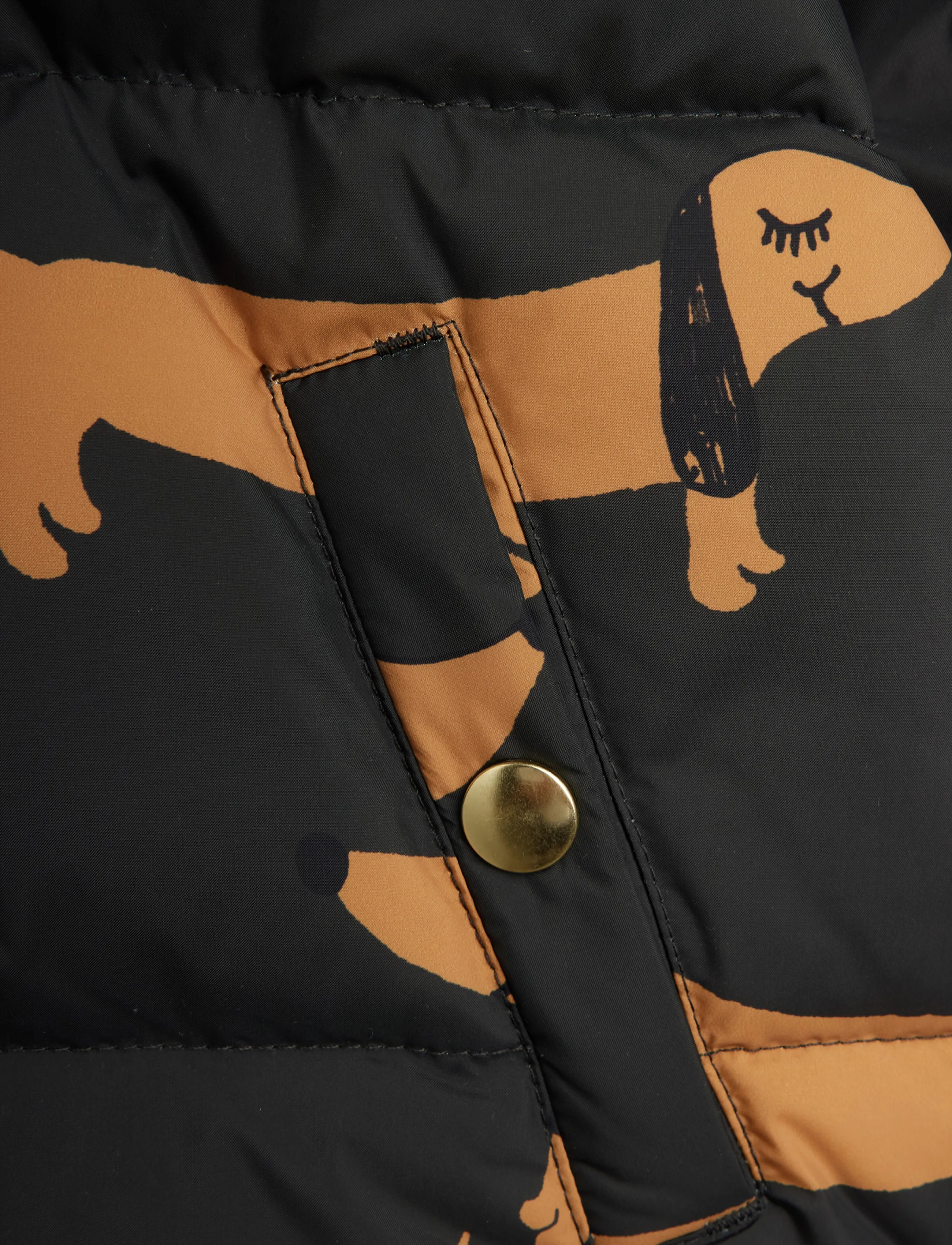 Mini Rodini - Dog aop hooded puffer - black - 3