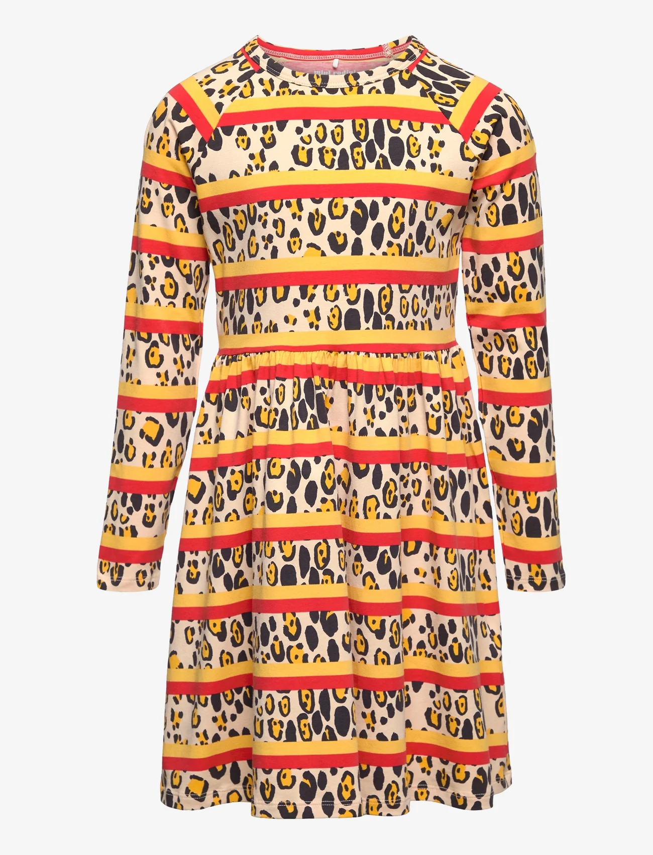 Mini Rodini - Leopard stripe aop ls dress - long-sleeved casual dresses - multi - 0