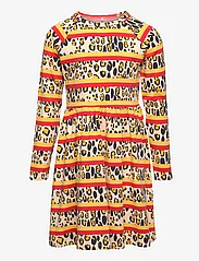 Mini Rodini - Leopard stripe aop ls dress - long-sleeved casual dresses - multi - 0