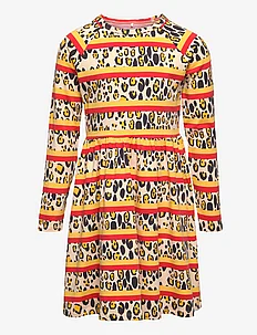Leopard stripe aop ls dress, Mini Rodini