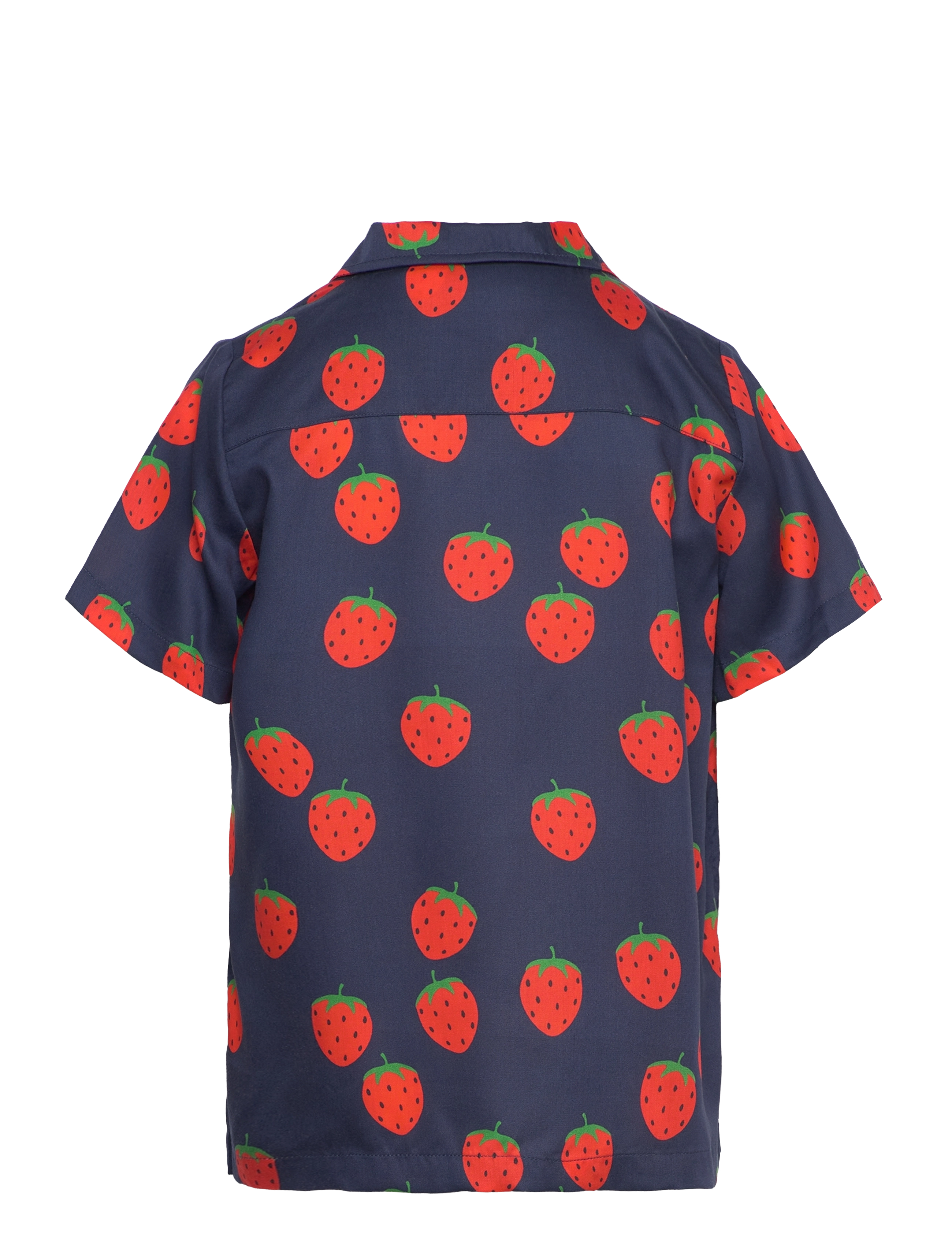 Mini Rodini - Strawberries aop woven ss shirt - blue - 1