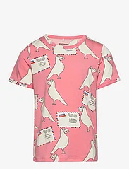 Mini Rodini - Pigeons tencel aop ss tee - trumpomis rankovėmis - pink - 0
