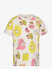 Mini Rodini - Cats aop ss tee - short-sleeved - offwhite - 0