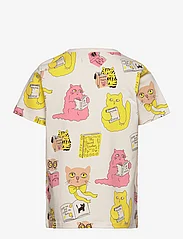 Mini Rodini - Cats aop ss tee - short-sleeved - offwhite - 1