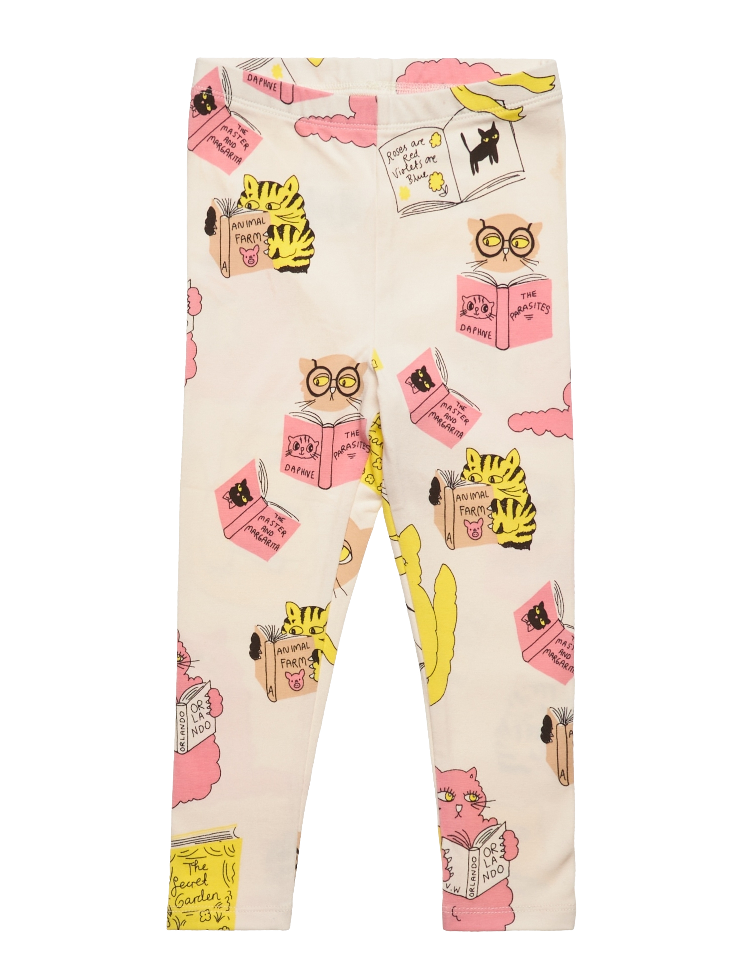 Mini Rodini - Cats aop leggings - offwhite - 0