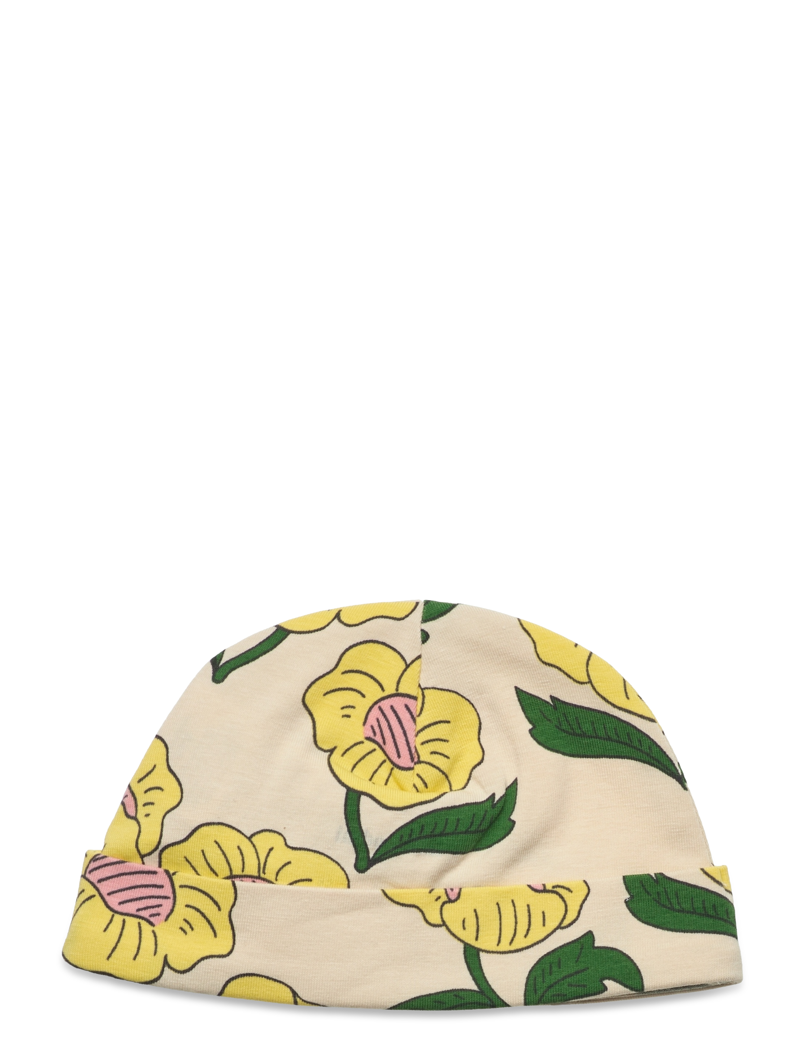 Mini Rodini - Flowers aop baby beanie - yellow - 1