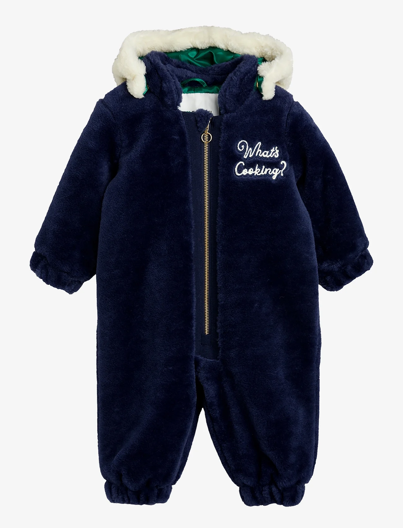 Mini Rodini - What's cooking faux fur baby overall - schneeanzug - navy - 0