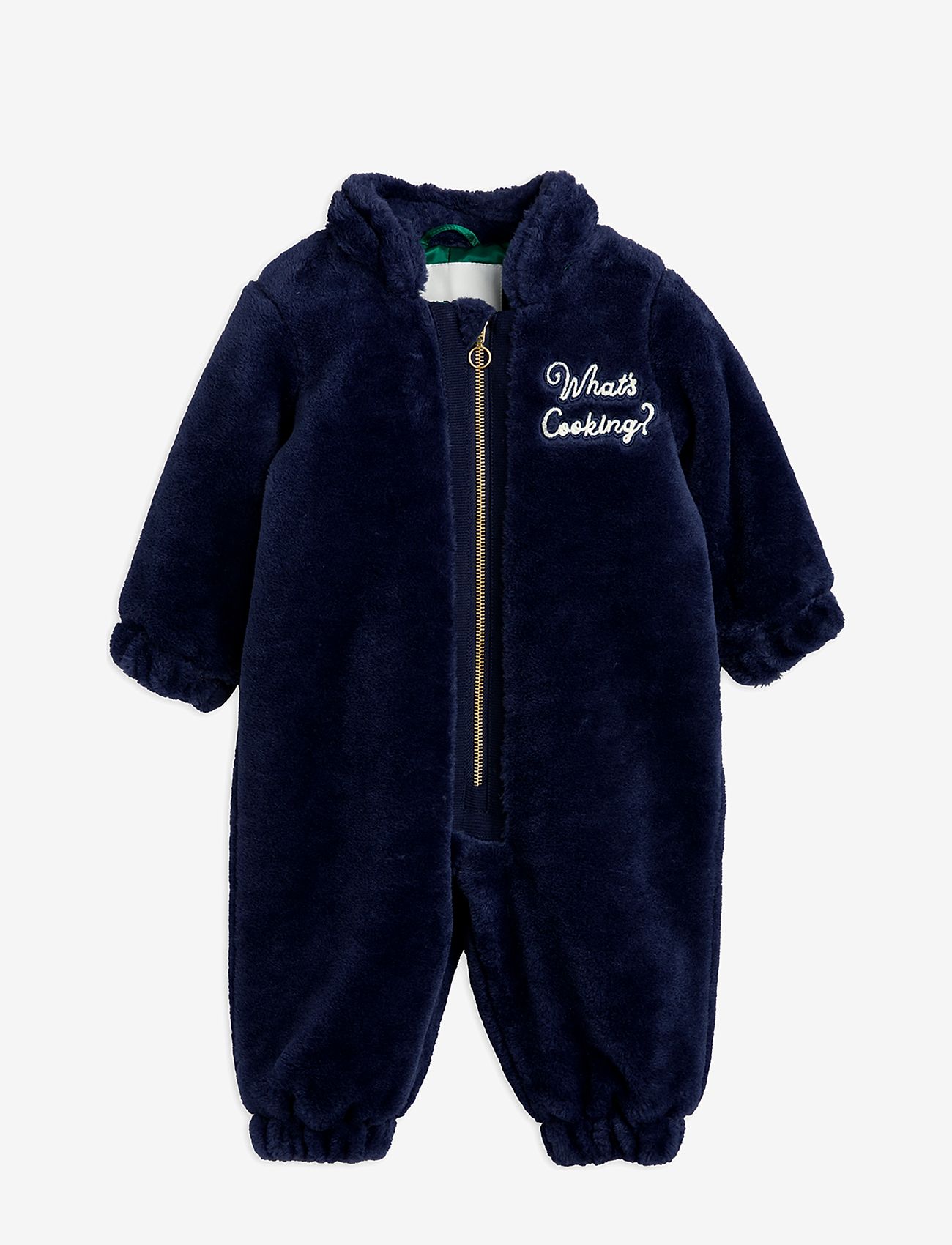 Mini Rodini - What's cooking faux fur baby overall - snowsuit - navy - 1
