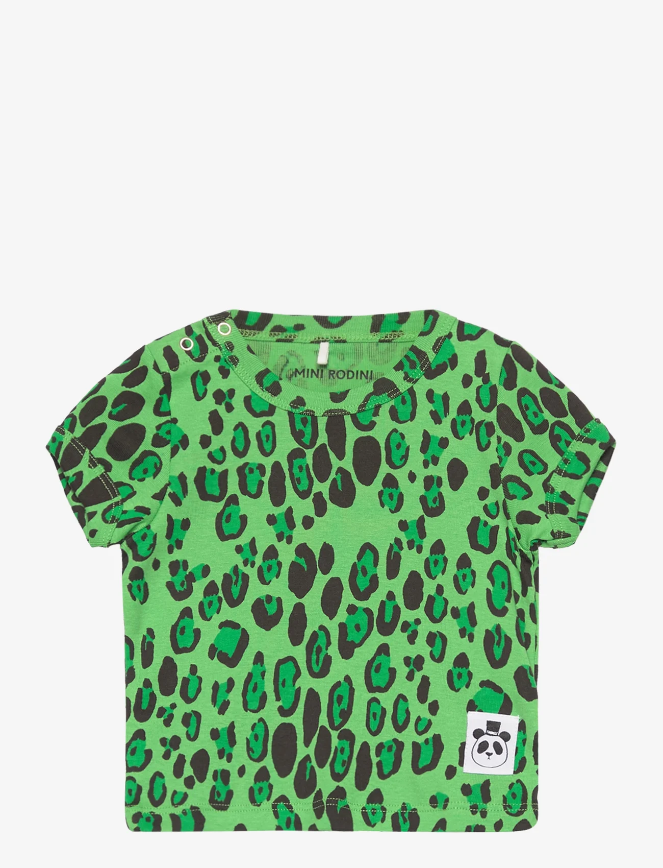 Mini Rodini - Leopard ss tee - kortärmade - green - 0