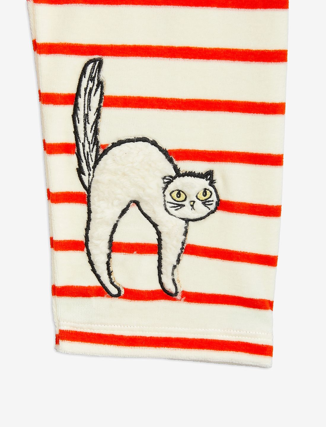 Mini Rodini Angry Cat Stripe Application Velour Trousers Bottoms