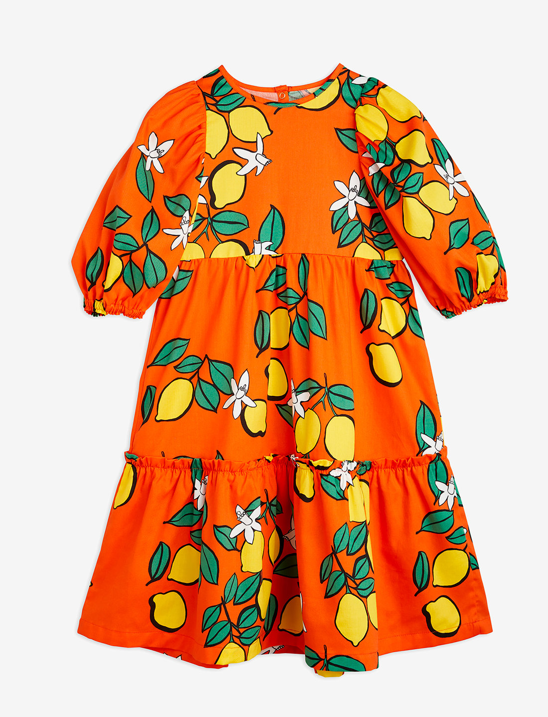 Mini Rodini Lemons Aop Woven Puff Sleeve Dress - Kjoler -