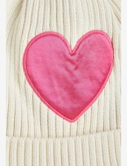 Mini Rodini - Hearts knitted pompom hat - vintermössor - white - 1