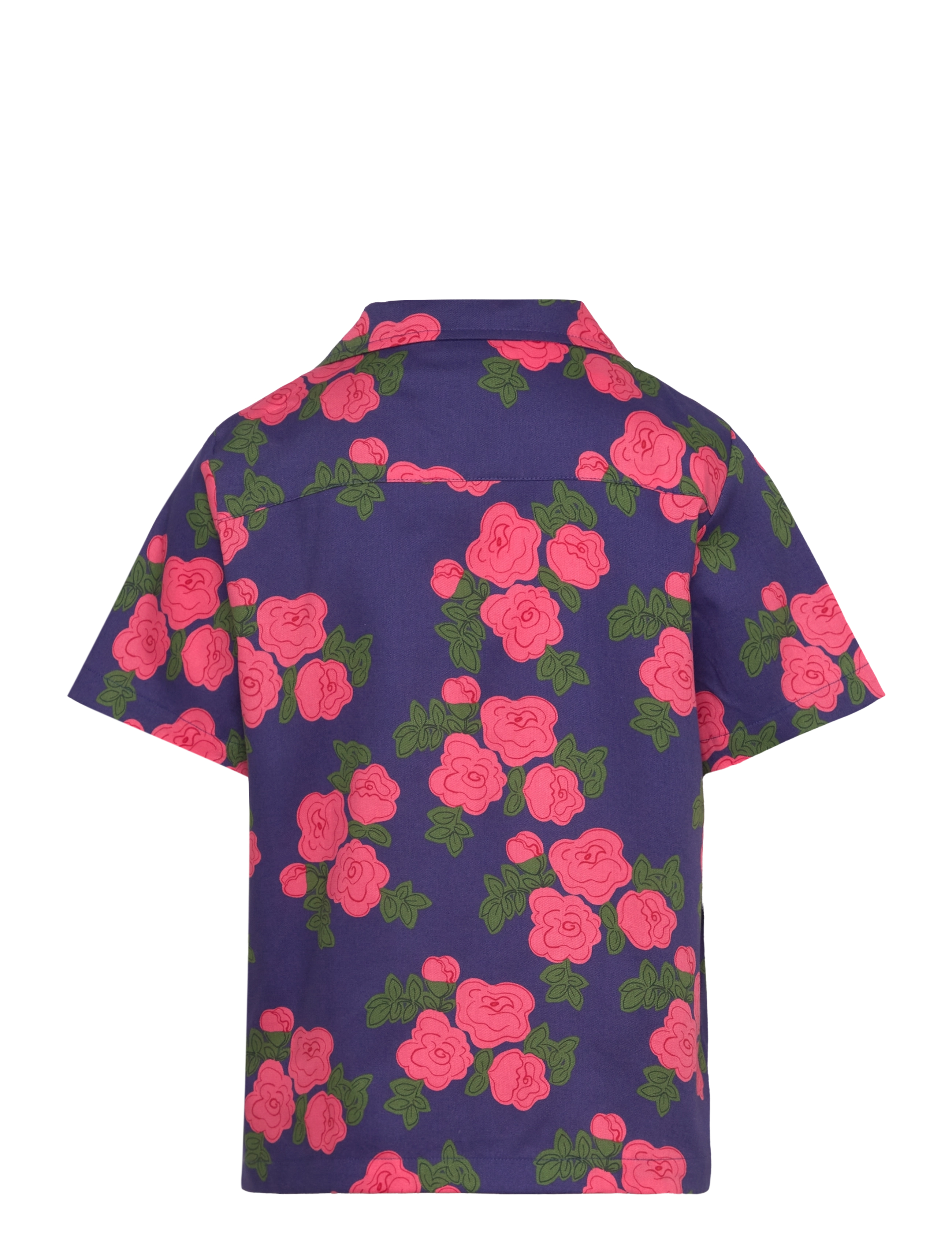 Mini Rodini - Roses aop woven s/s shirt - blue - 1