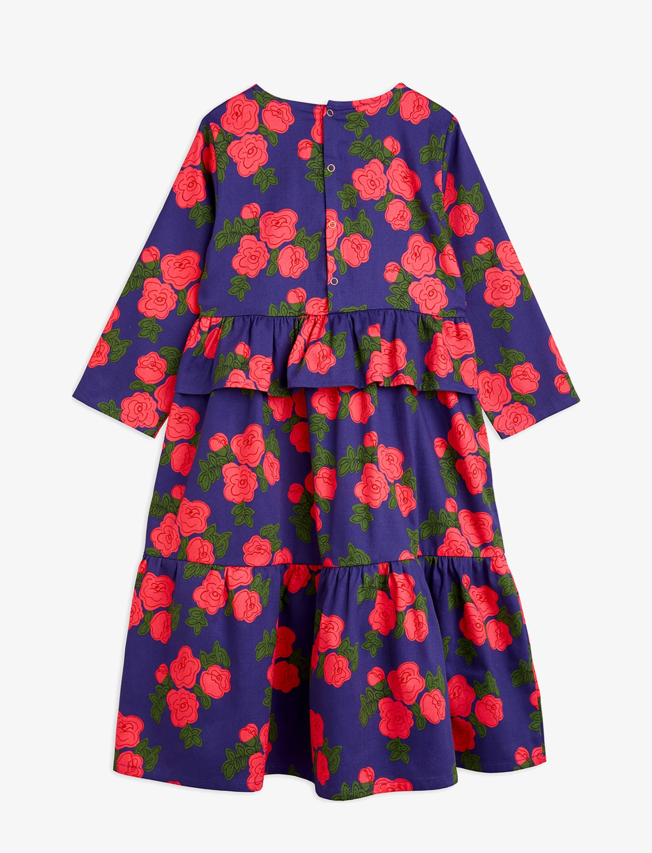 Mini Rodini - Roses aop woven frill dress - blue - 1