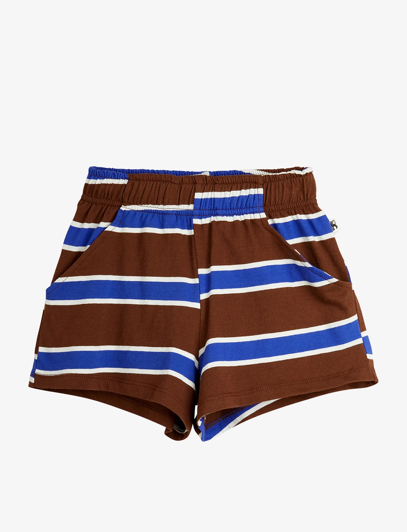 Mini Rodini - Stripe aop shorts - sweat shorts - brown - 0