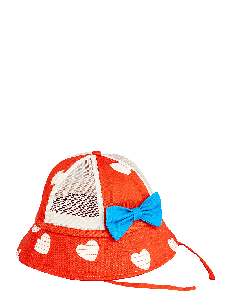 Mini Rodini - Hearts aop sun hat - solhatte - red - 0