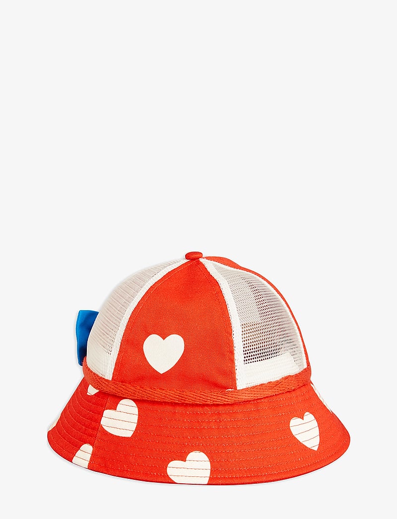 Mini Rodini - Hearts aop sun hat - solhatte - red - 1