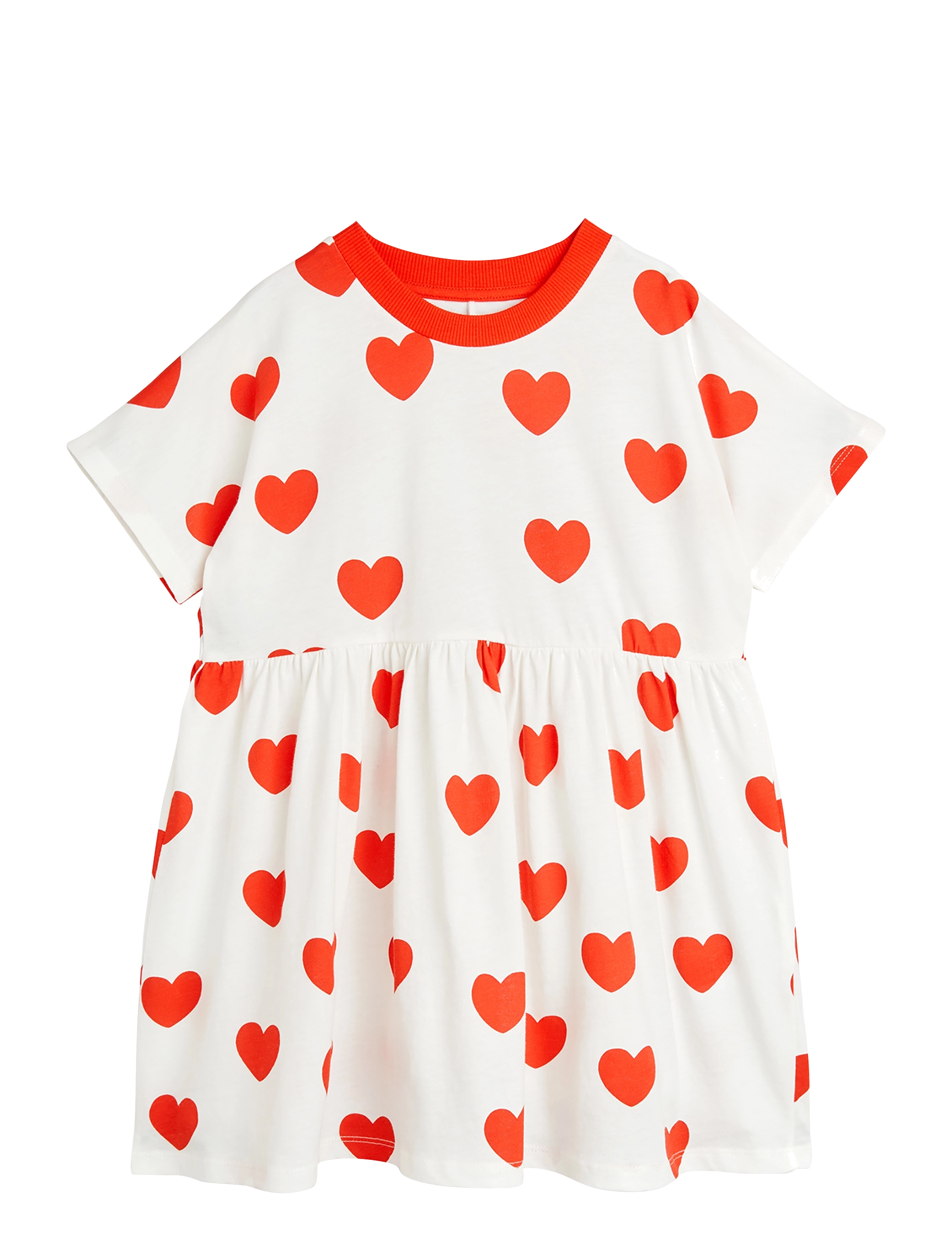 Mini Rodini Hearts aop ss dress -  - RED / white