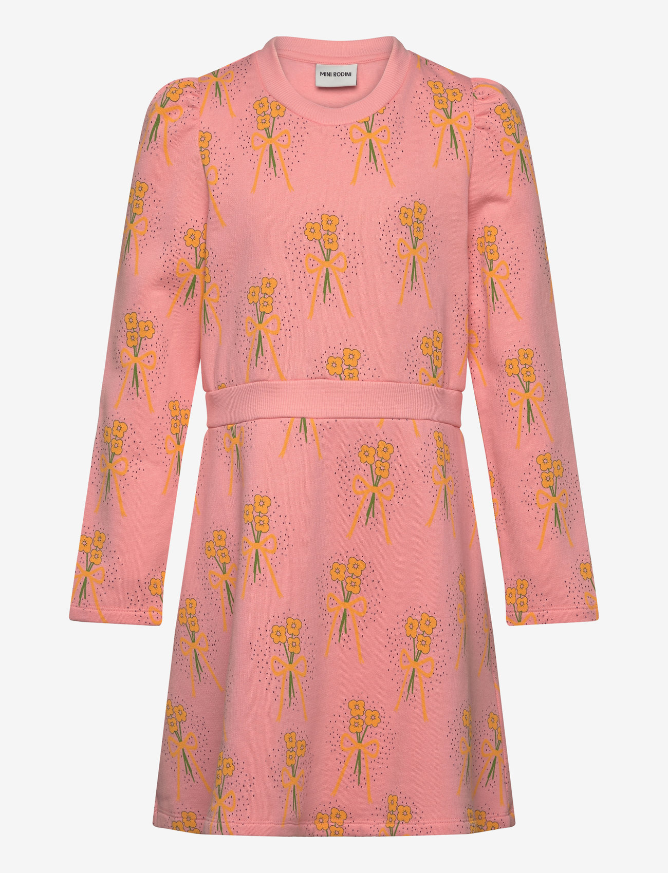 Mini Rodini - Winter flowers aop sweat dress - long-sleeved baby dresses - pink - 0
