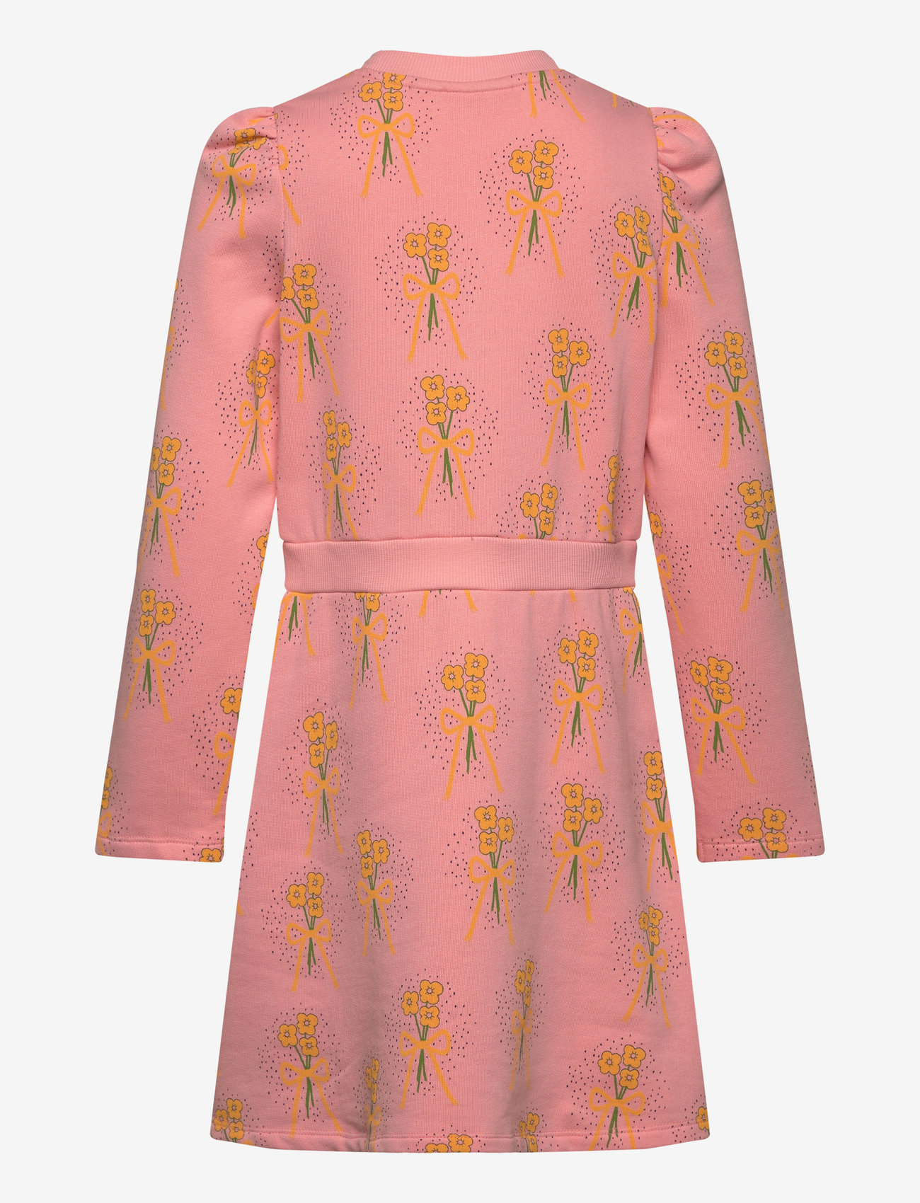 Mini Rodini - Winter flowers aop sweat dress - long-sleeved baby dresses - pink - 1
