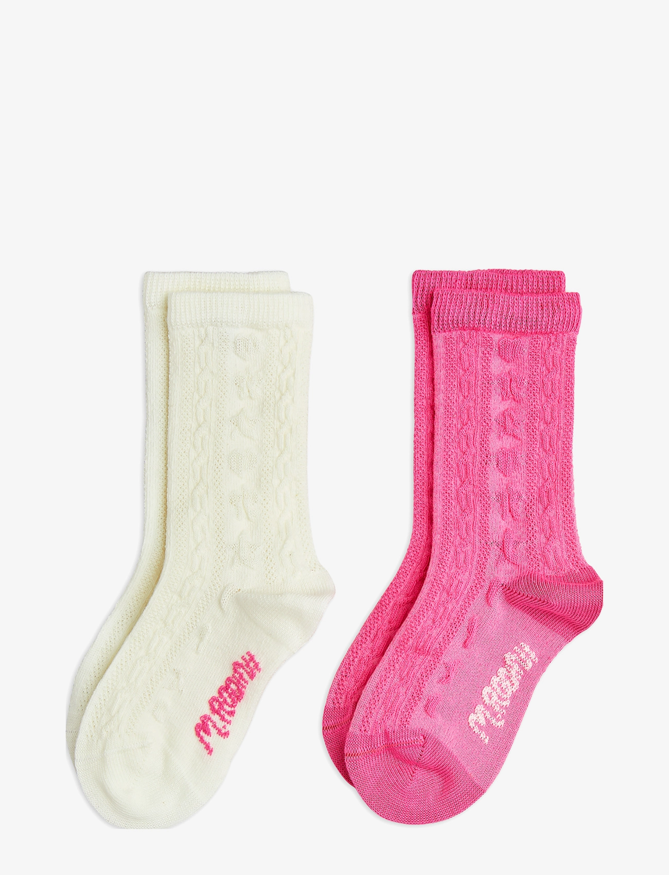 Mini Rodini Textured 2-pack socks -  - MULTI / pink/rose