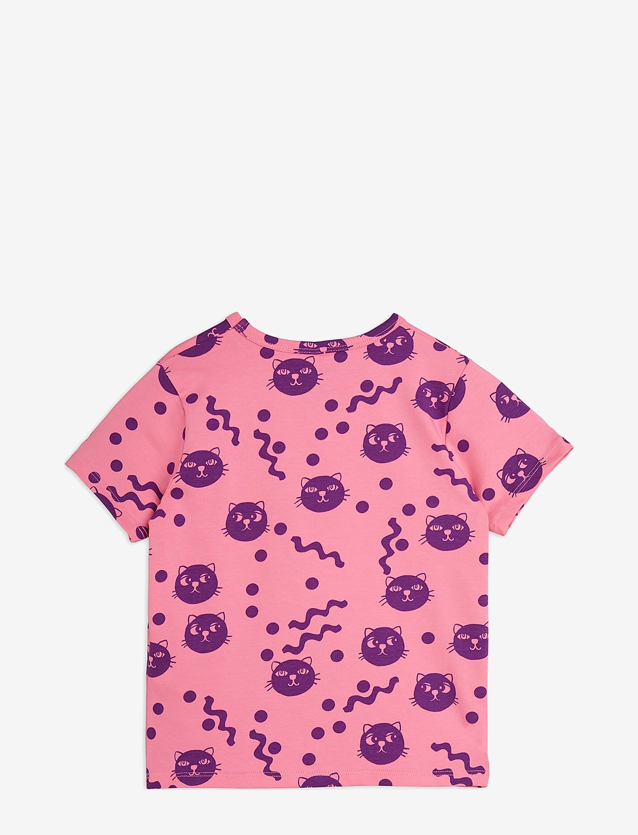 Mini Rodini - Squiggly cats aop ss tee - lühikeste varrukatega - pink - 1
