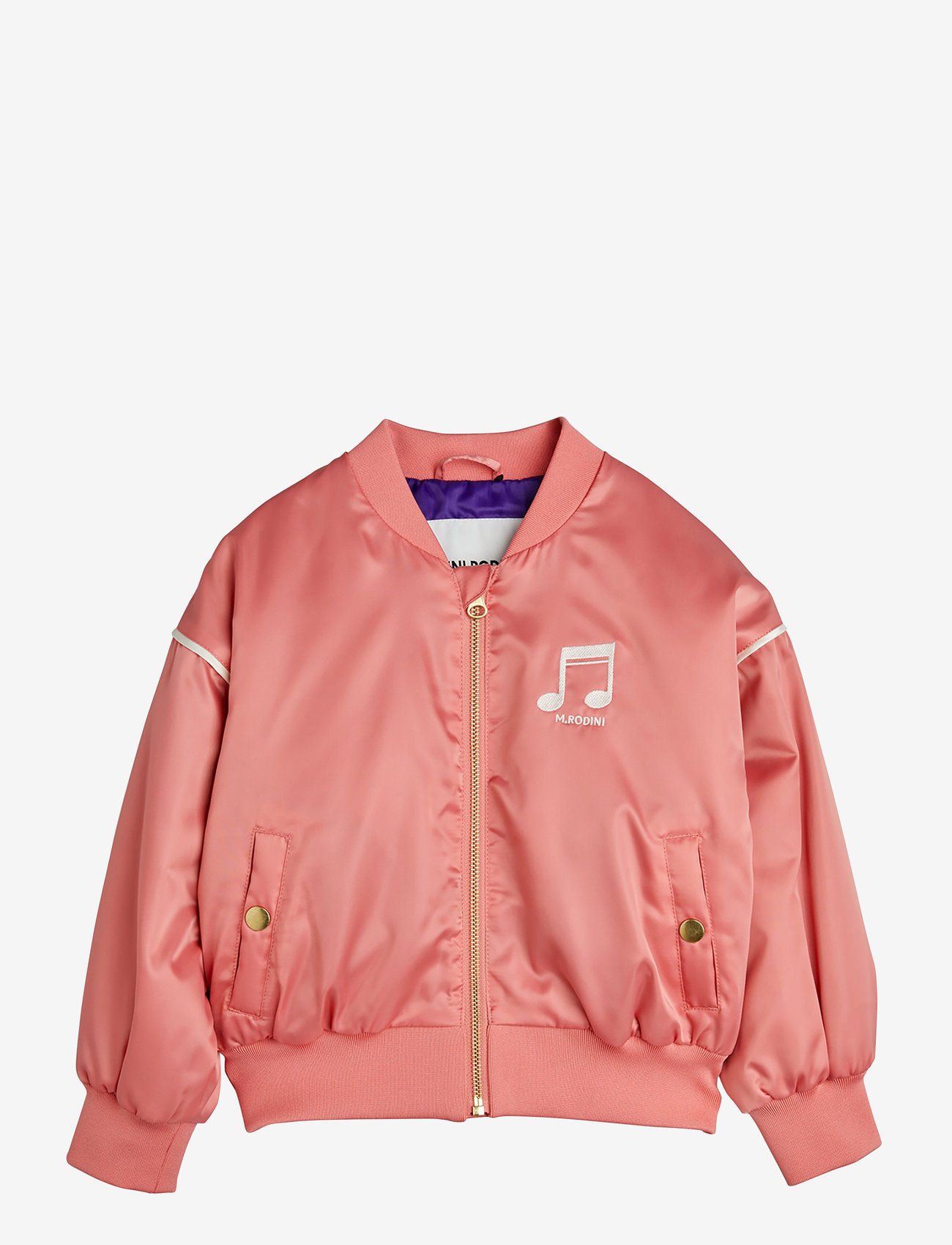 Mini Rodini - Note chenille satin baseball jacket - vårjackor - pink - 0