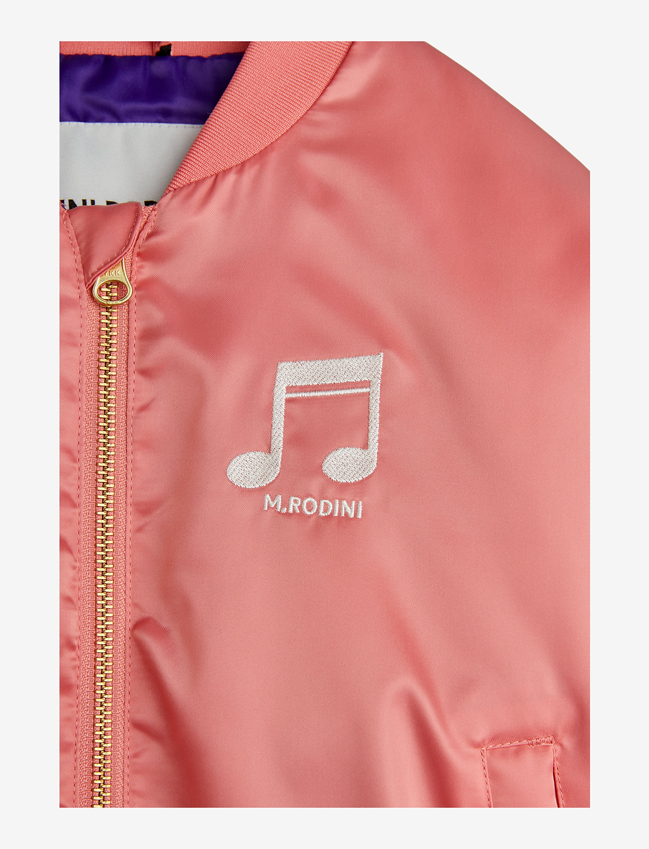 Mini Rodini - Note chenille satin baseball jacket - vårjackor - pink - 2