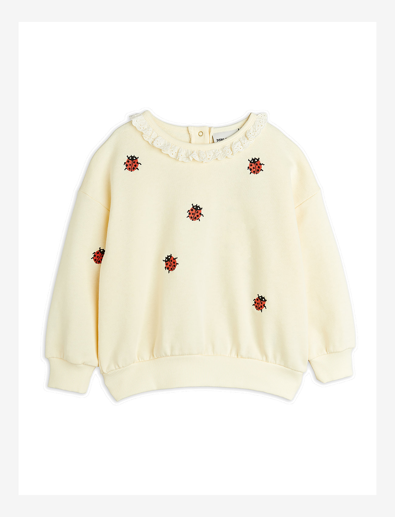 Mini Rodini - Ladybugs emb lace sweatshirt - offwhite - 0