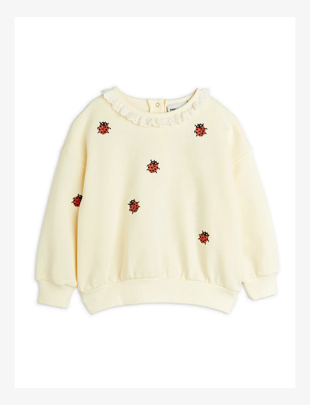 Mini Rodini - Ladybugs emb lace sweatshirt - sweatshirts - offwhite - 0