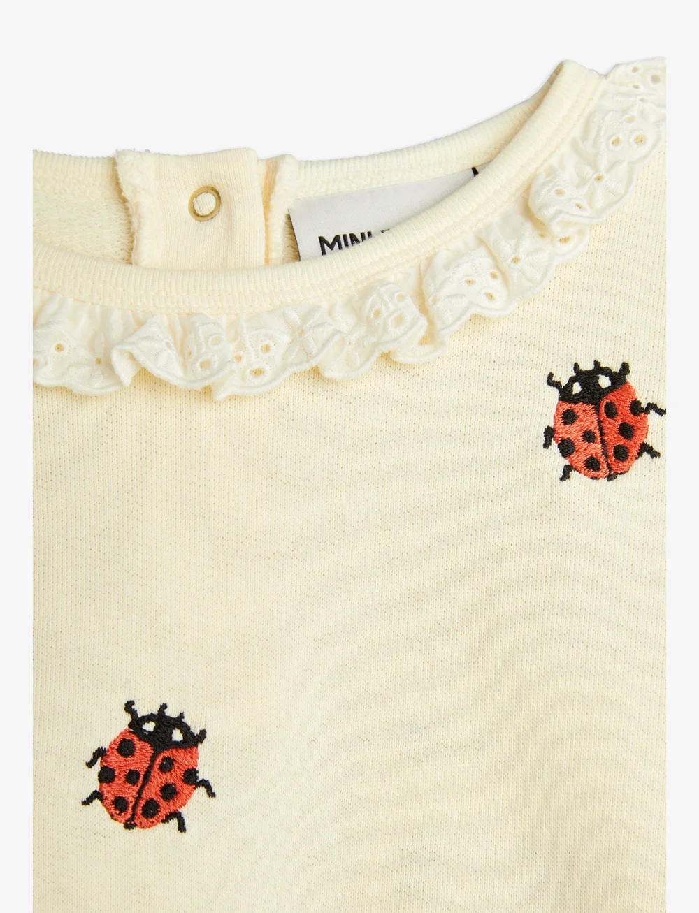Mini Rodini - Ladybugs emb lace sweatshirt - sweatshirts - offwhite - 2