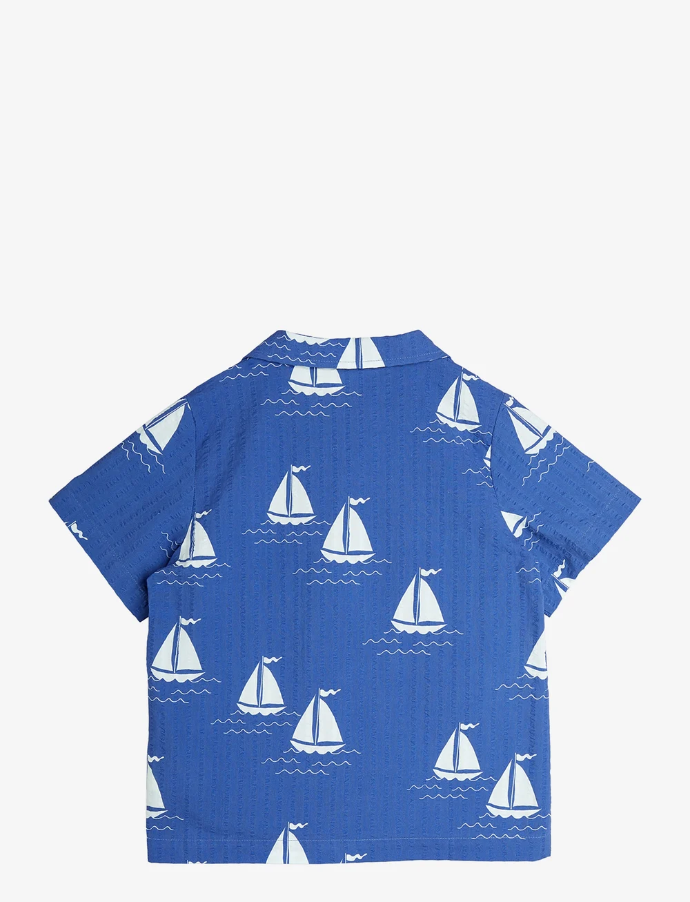 Mini Rodini - Sailing boats aop woven ss shirt - kortärmade skjortor - blue - 1