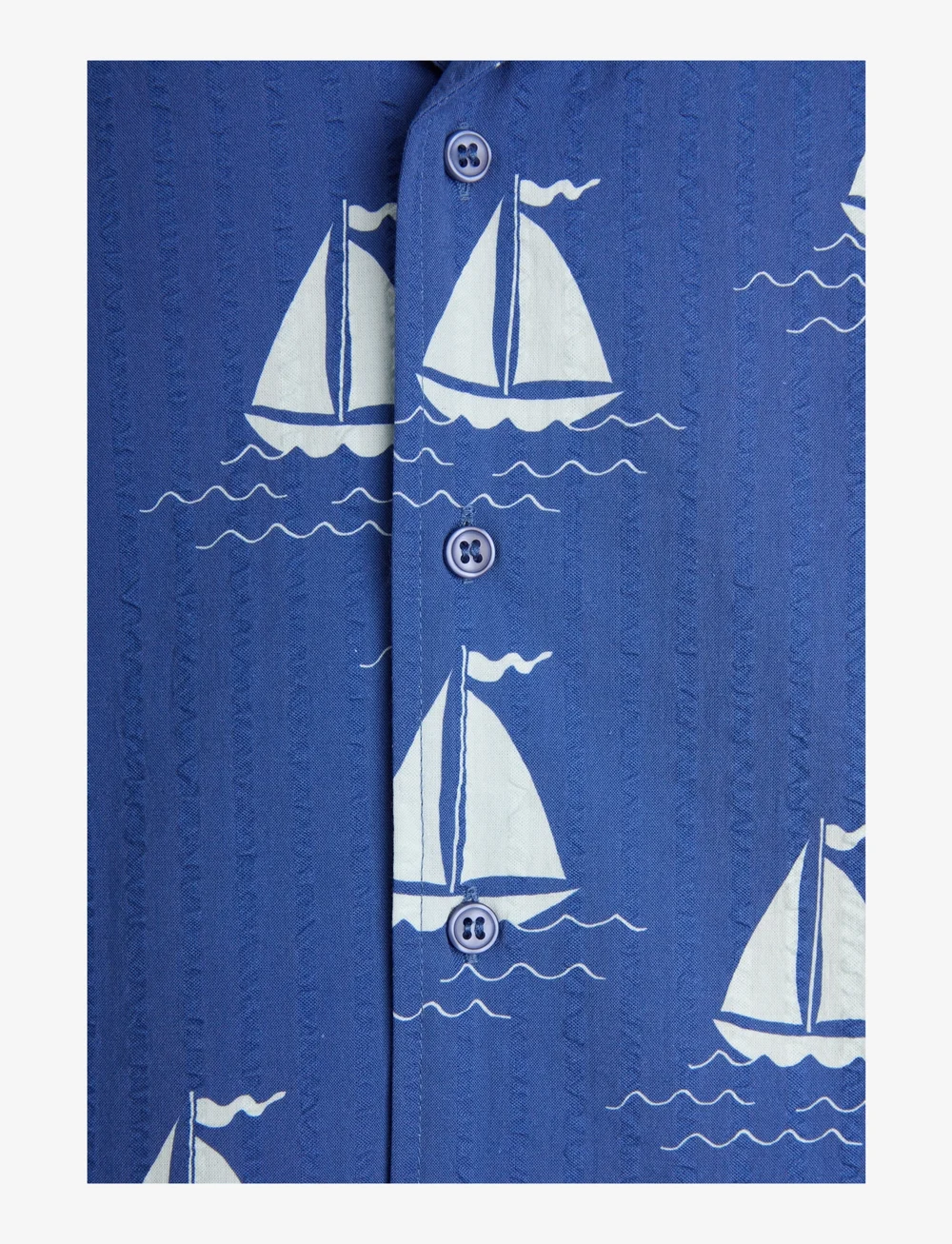 Mini Rodini - Sailing boats aop woven ss shirt - kortärmade skjortor - blue - 2