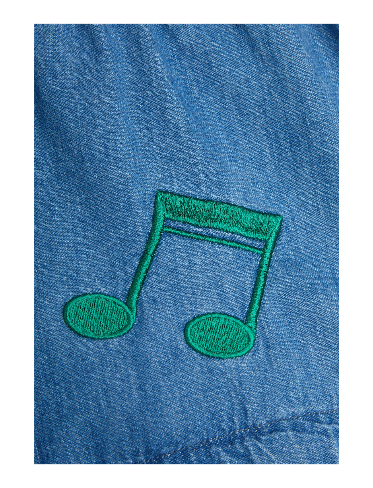 Mini Rodini - Note emb lightweight denim shorts - lühikesed teksapüksid - blue - 3