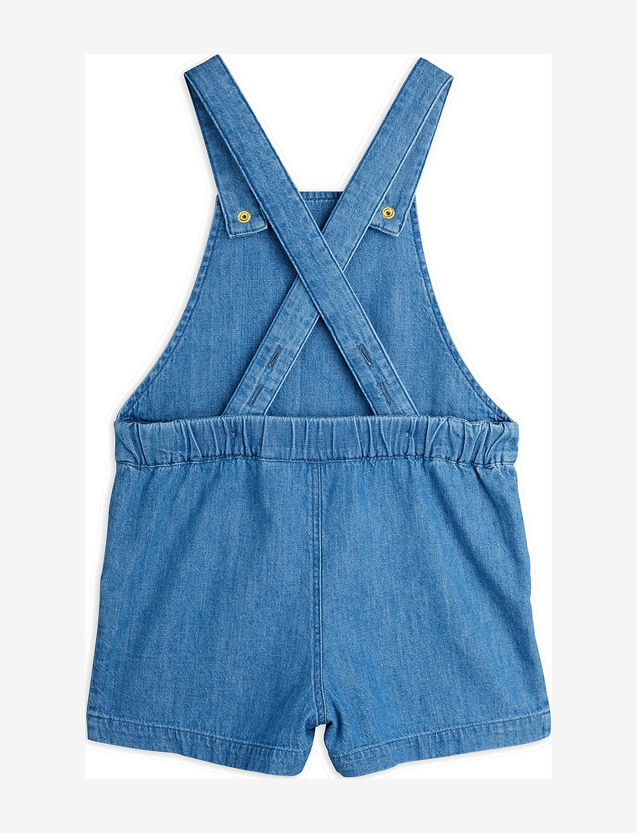 Mini Rodini - Note emb lightweight denim dungarees - tunked - blue - 1