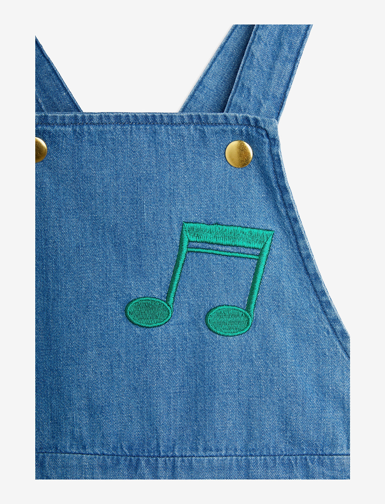 Mini Rodini - Note emb lightweight denim dungarees - tunked - blue - 2
