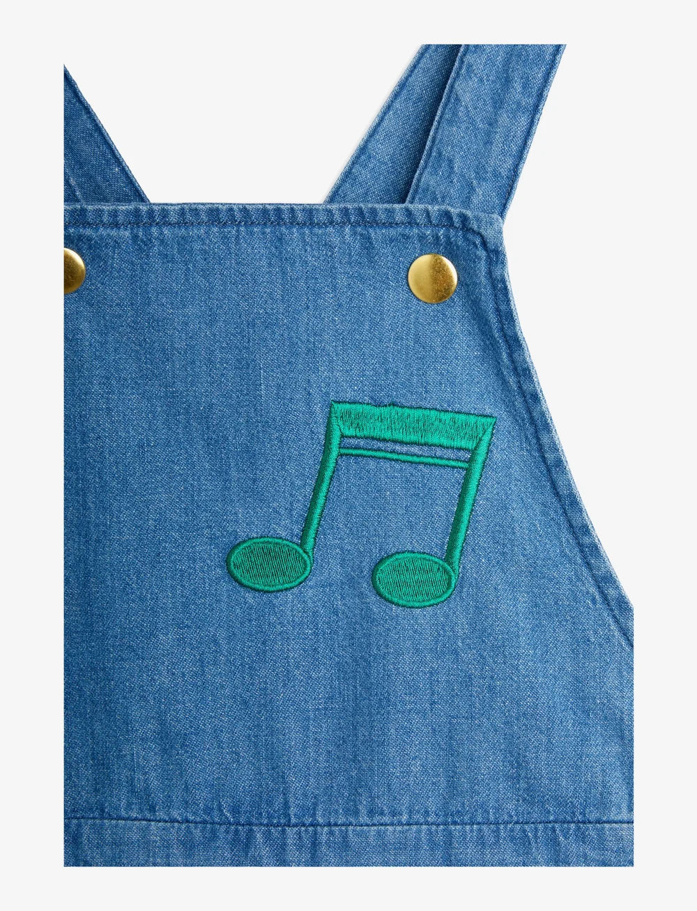 Mini Rodini - Note emb lightweight denim dungarees - smekkbuxur - blue - 2