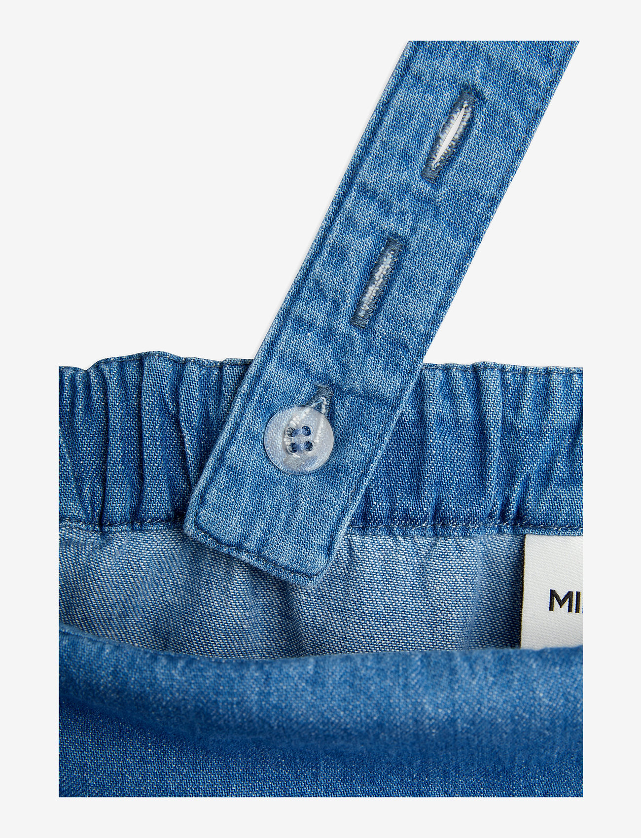 Mini Rodini - Note emb lightweight denim dungarees - tunked - blue - 3
