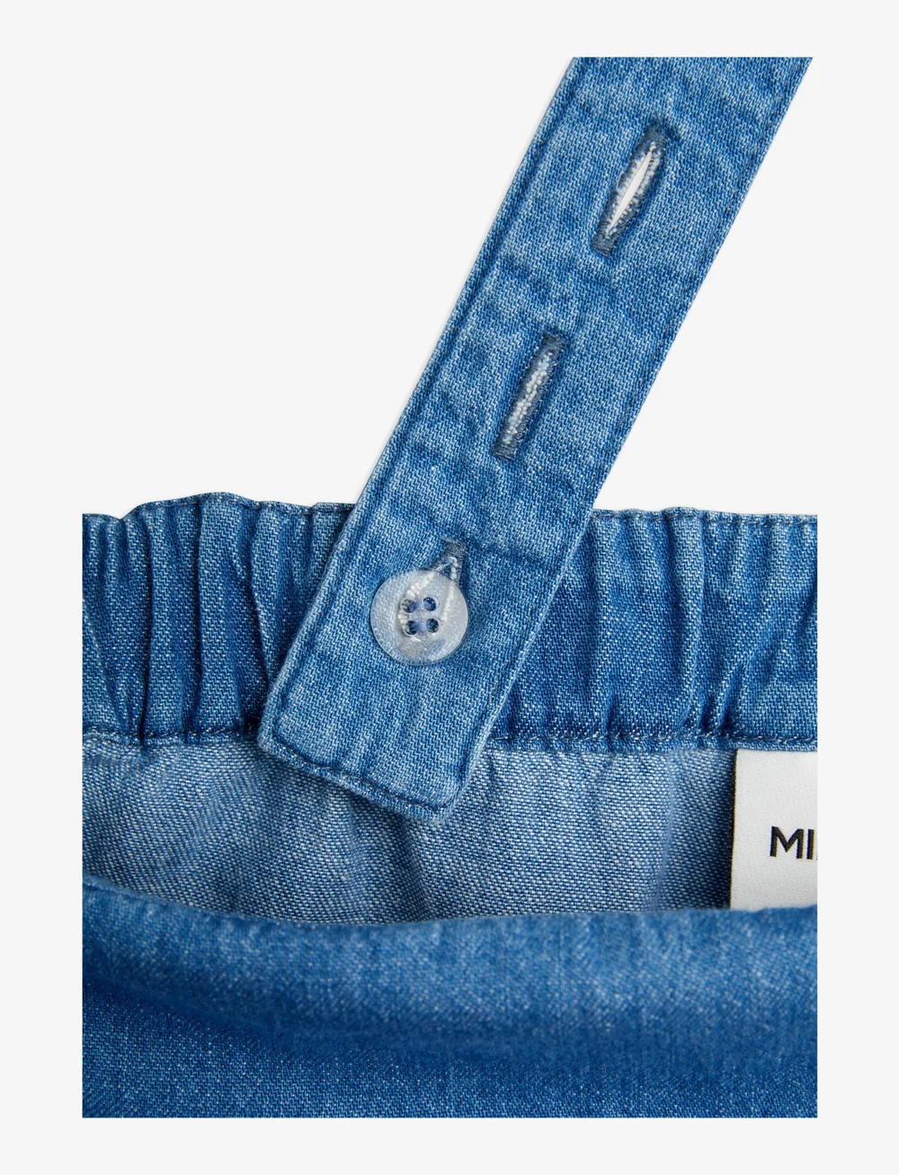 Mini Rodini - Note emb lightweight denim dungarees - smekkbuxur - blue - 3