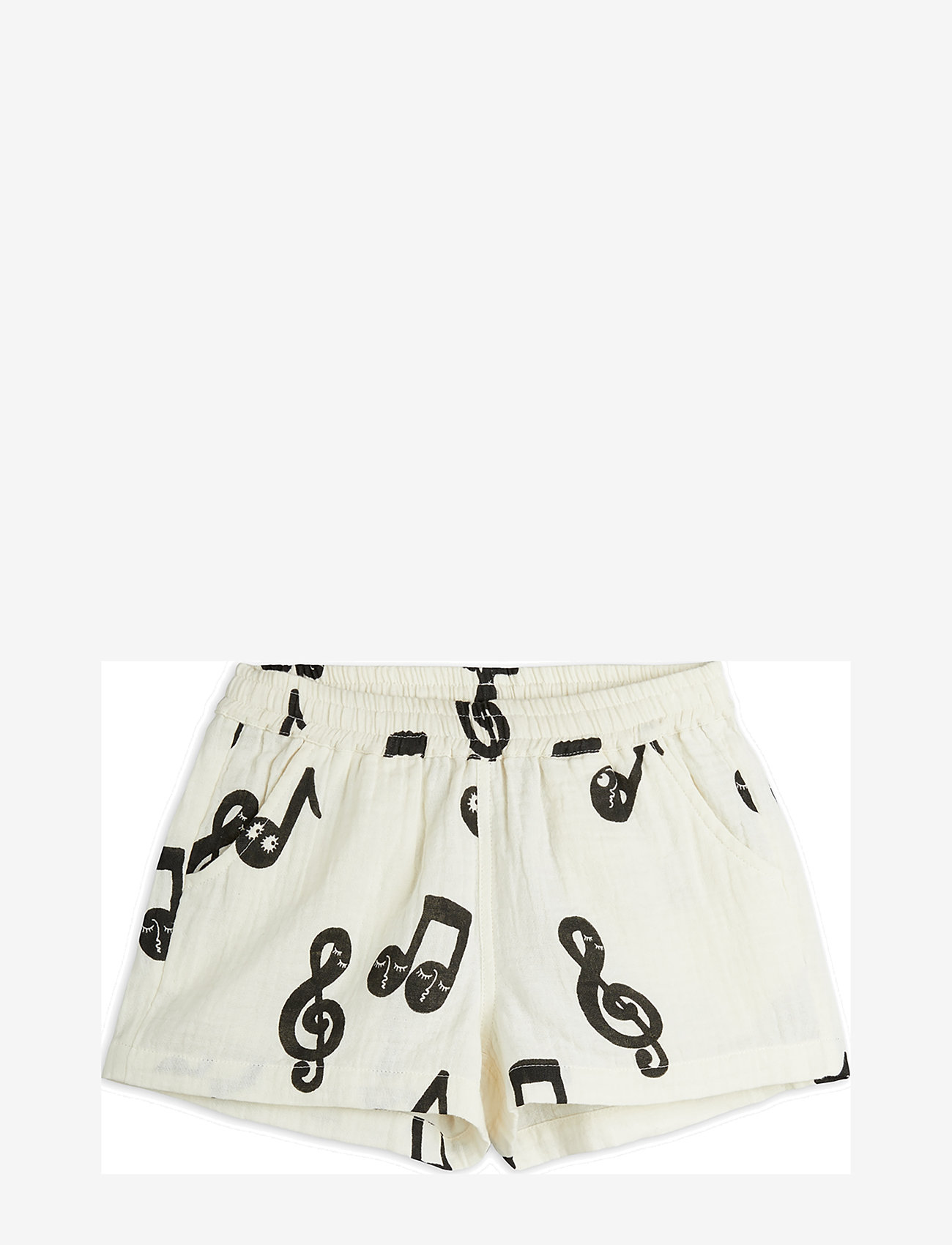 Mini Rodini - Note aop muslin shorts - sweatshorts - white - 0