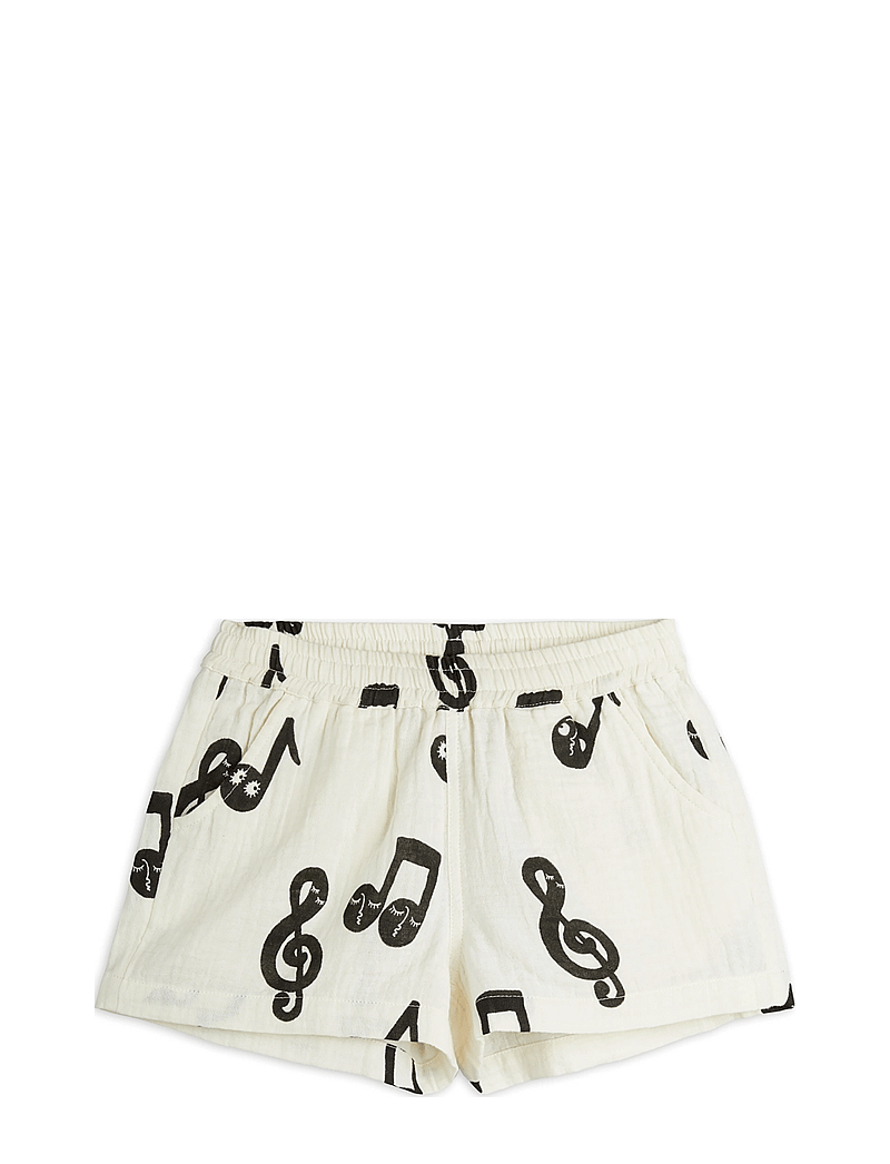 Mini Rodini - Note aop muslin shorts - lühikesed dressipüksid - white - 0