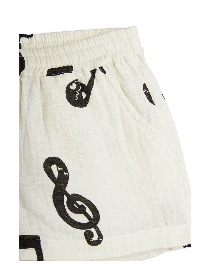 Mini Rodini - Note aop muslin shorts - lühikesed dressipüksid - white - 2