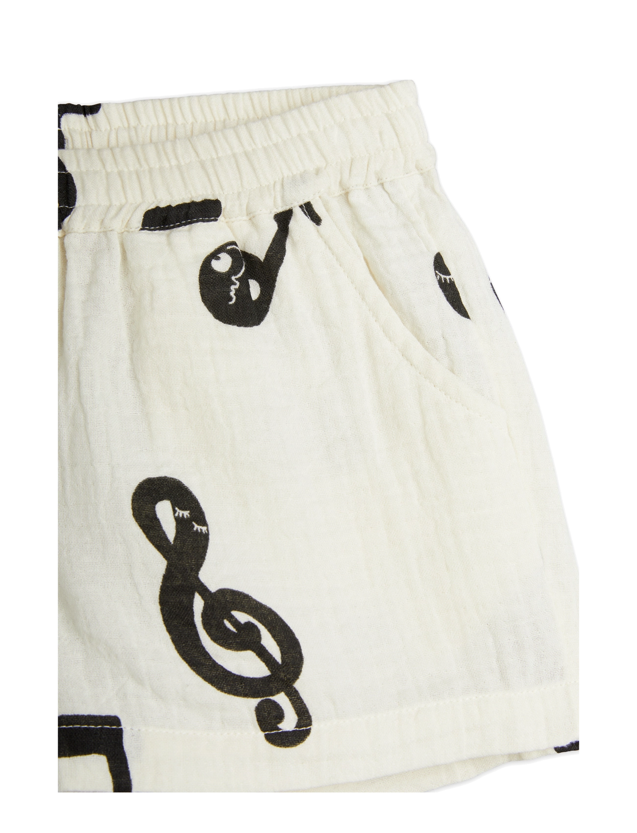 Mini Rodini - Note aop muslin shorts - sweat shorts - white - 2