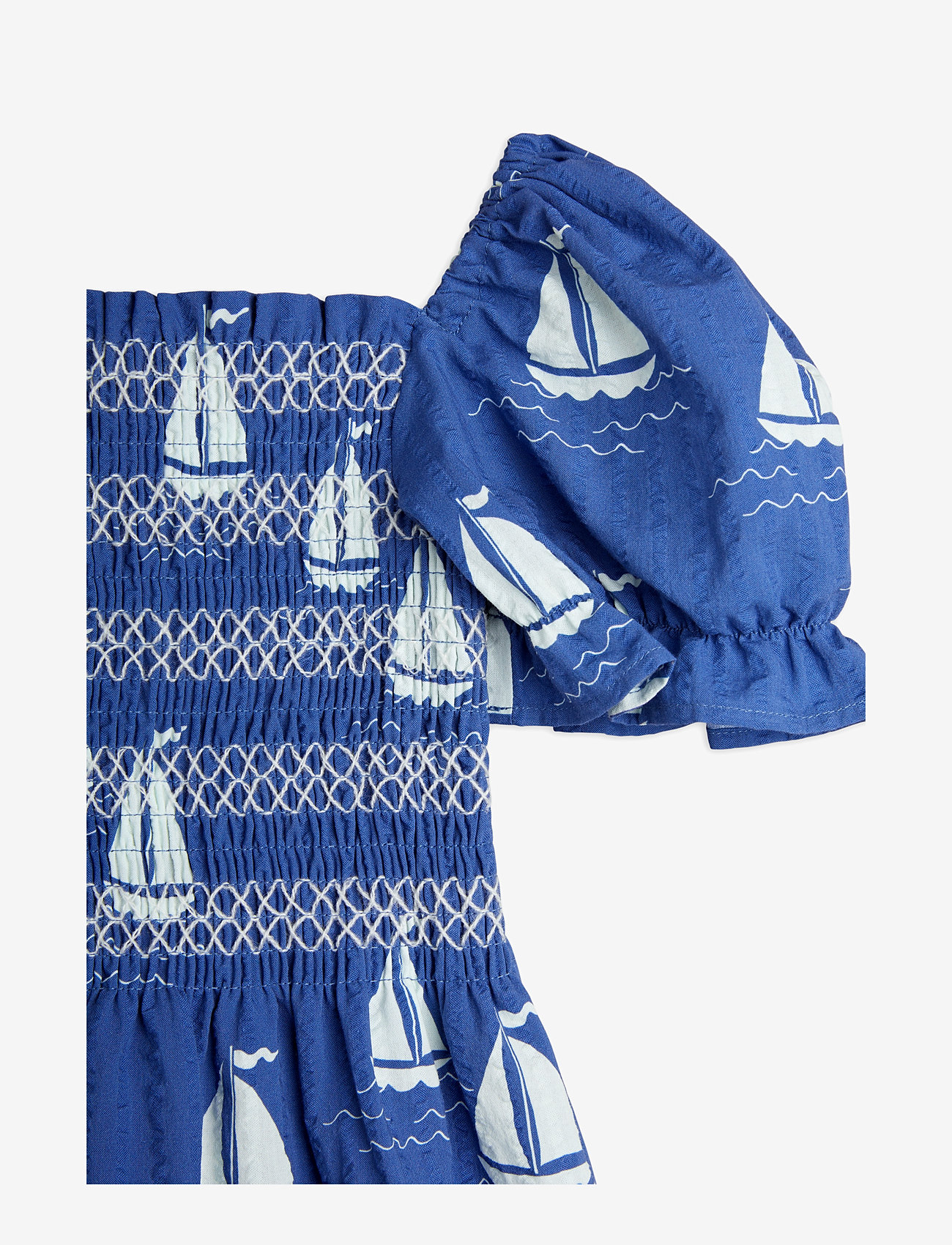 Mini Rodini - Sailing boats aop woven smock dress - kurzärmelige babykleider - blue - 2